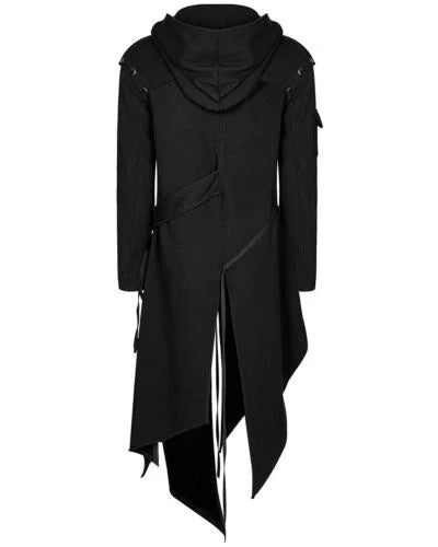 SHUJIN Men Gothic Style Hip Hop Trench Coat Hooded Cloak Men's Irregular Design Long Cardigan Street Punk Vintage Jackets
