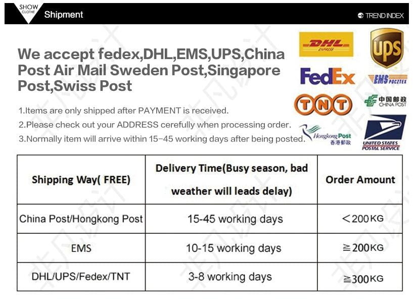 shipping options table for men tactical cargo pants cotton work trousers listing dhl ups fedex with delivery times and order amounts