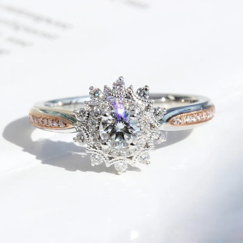 Natural 2 Carats Diamond Jewelry 925 Sterling Silver color Rings for Women Anillos De Wedding Bizuteria Pure Gemstone Rings