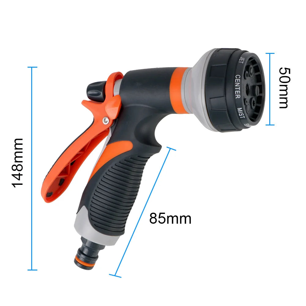 Lawn Spray Watering 8 Spray Modes Garden Tools For Garden Washing Car High Pressure Water Tool Adjustable Hose Sprinkle Nozzle
