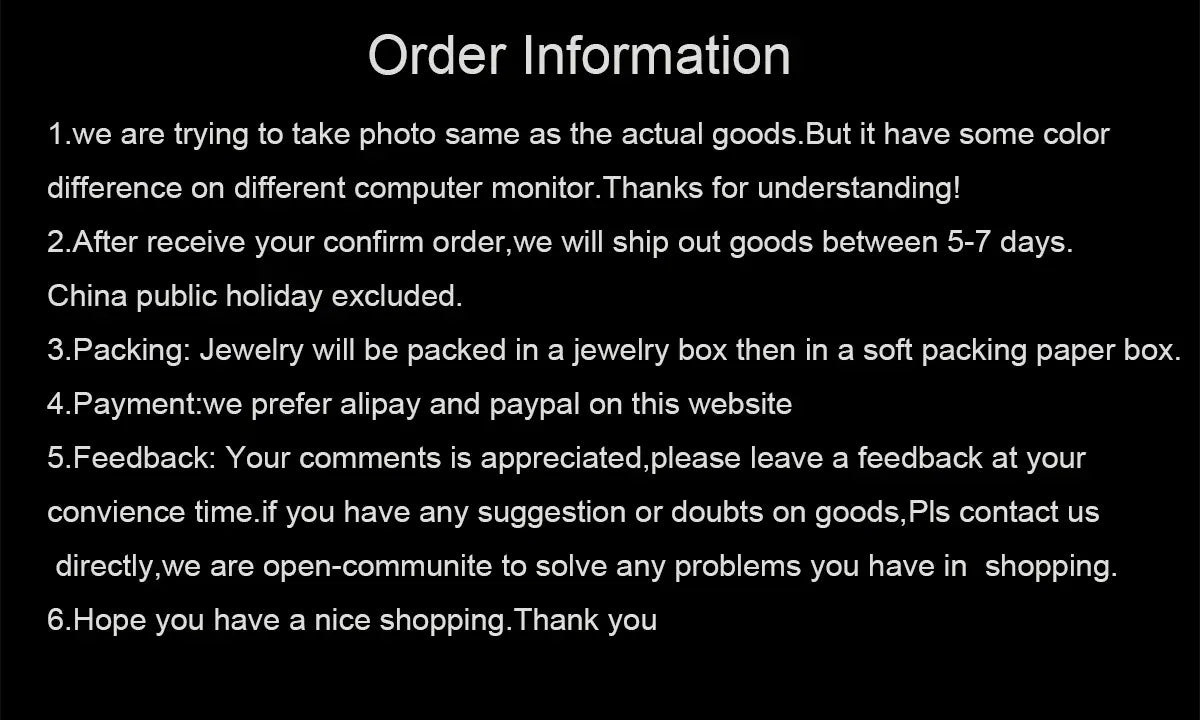 Pantalla negra con texto blanco que muestra la información de pedido para un vendedor de joyería de una pulsera tipo tenis de plata de ley con peridoto.
