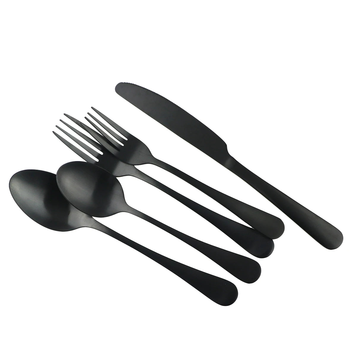 6Pcs Matte Black Dinnerware Cutlery Set Stainless Steel Silverware Butter Steak Knife Dessert Fork Spoon Flatware Tableware Set