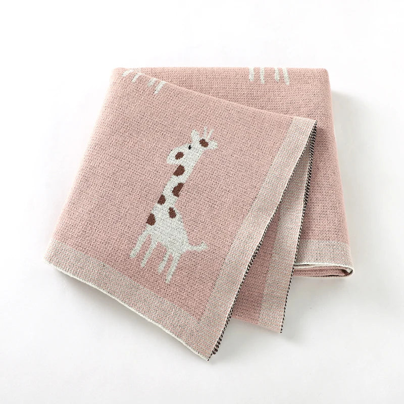 Baby Blanket 100%Cotton Knitted Newborn Girl Boy Bedding Crib Quilts Plaid Cute Giraffe Toddler Stroller Wrap Swaddle Super Soft