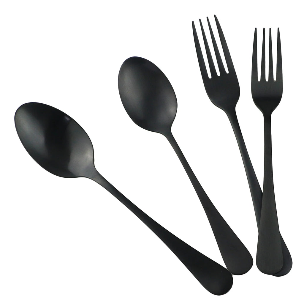 6Pcs Matte Black Dinnerware Cutlery Set Stainless Steel Silverware Butter Steak Knife Dessert Fork Spoon Flatware Tableware Set