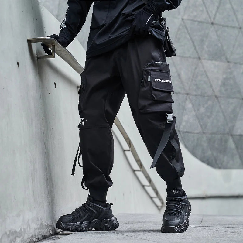 New Joggers Cargo Pants Men Fashion Ribbons Pocket Harem Trousers Sweatpants Men Hip Hop Harajuku Streetwear Casual Pants