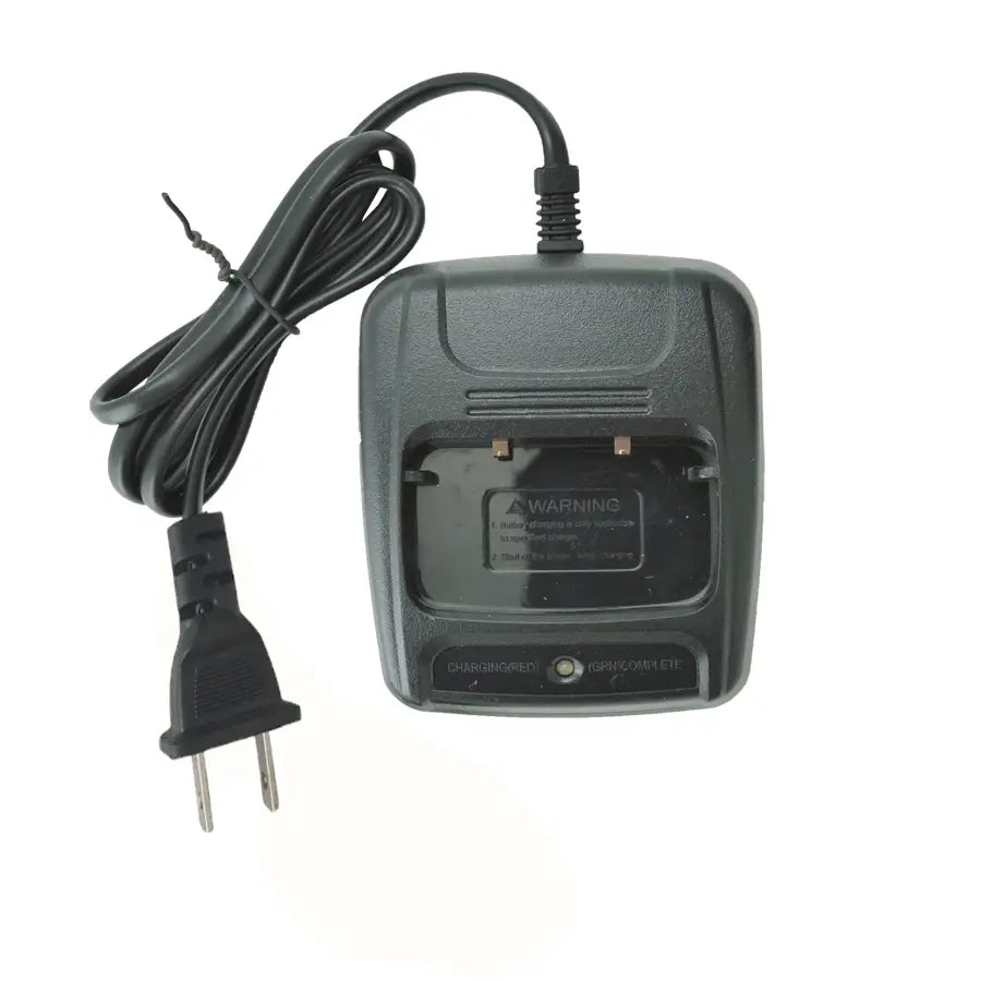 Cargador especial USB de plástico negro para walkie talkie Baofeng con cable de alimentación en espiral y enchufe de dos clavijas, modelo especial de escritorio del cargador.