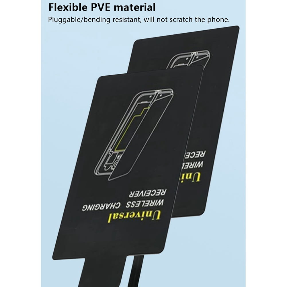 Almohadillas receptoras de carga inalámbrica de material flexible PVE negro para micro-USB B, que ofrecen una funcionalidad de receptor de carga inalámbrica eficiente.
