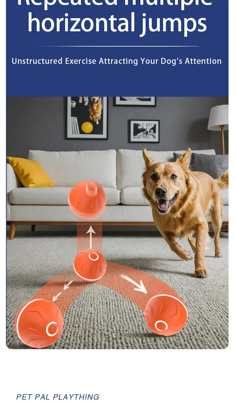 Orange textured interactive ball dog toy with white circular design and led lights for engaging pet play