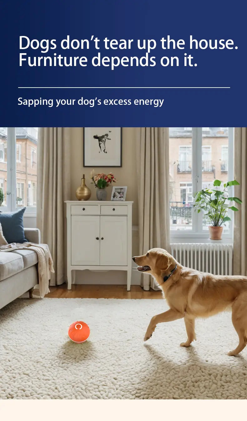 Orange spherical interactive ball dog toy with led lights featuring a small hole at the top for engaging play.