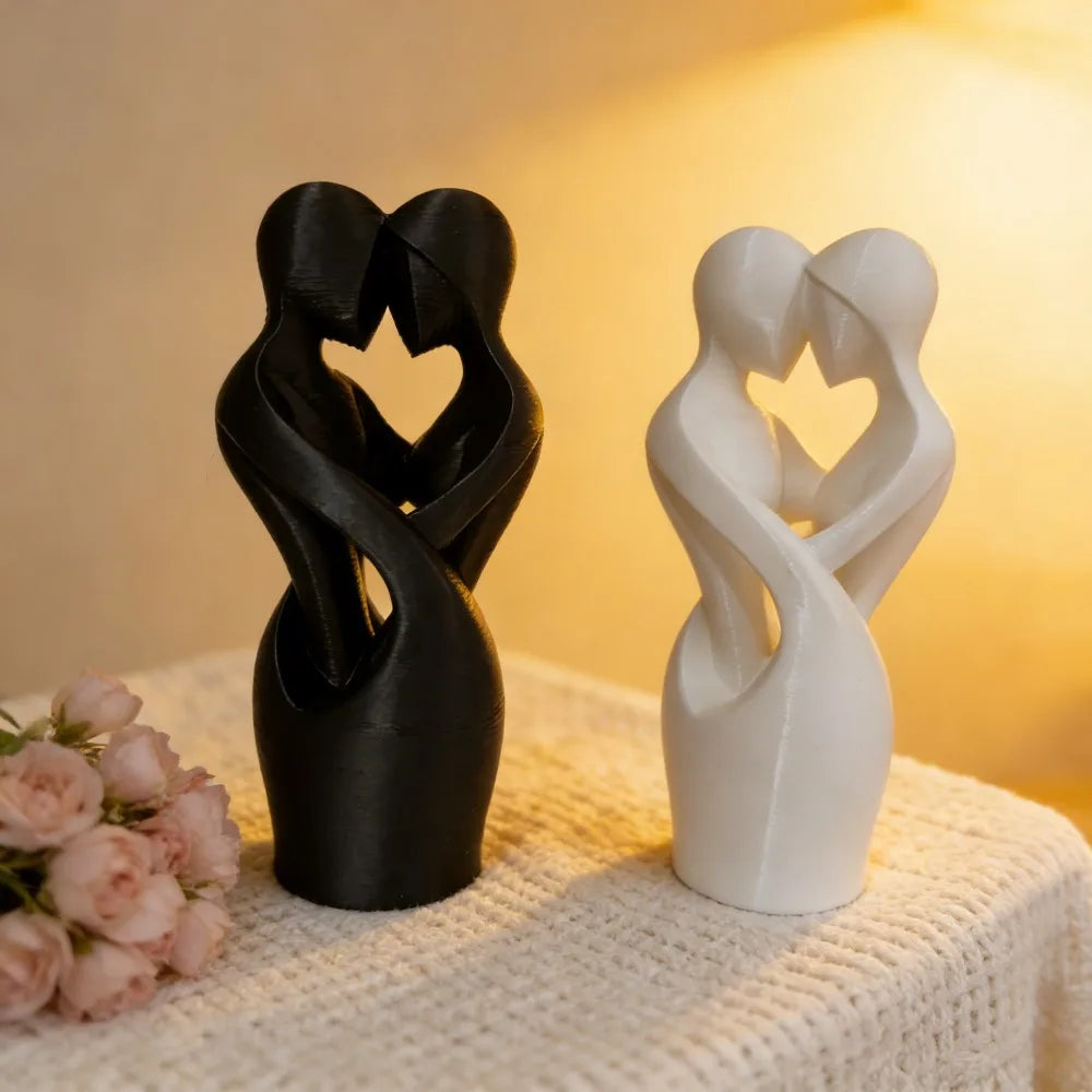 Sculptures of Intertwined Lovers, Modern Minimalist Sculptures of Lovers Embracing Each Other, Valentine's Day Home Decorations