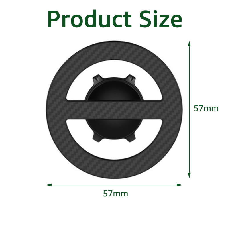 support de téléphone circulaire en fibre de carbone noire avec conception centrale de type engrenage pour la base de support de voiture magnétique Magsafe à tête à rotule de 17 mm.