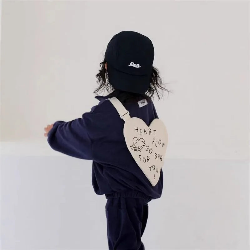 Korean Ins Kids' Backpack: Preschool, Unisex, Travel, Letter Decor, Small Crossbody Bag for Toddlers