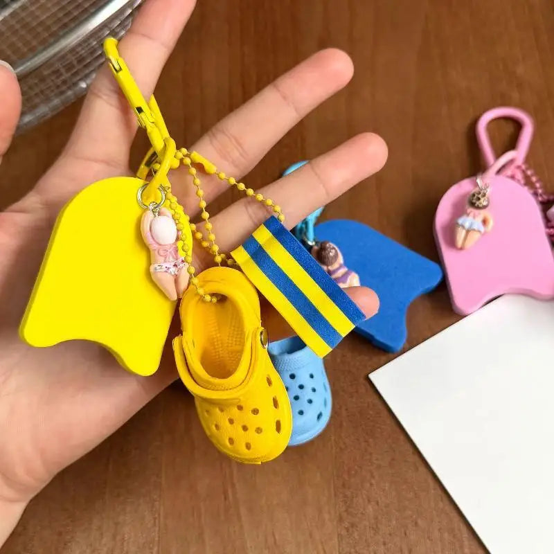 Cute Summer Beach Themed Keychains With Mini Clog Charm And Adorable Swimmer Pendant Perfect For Backpack Decoration Gifts