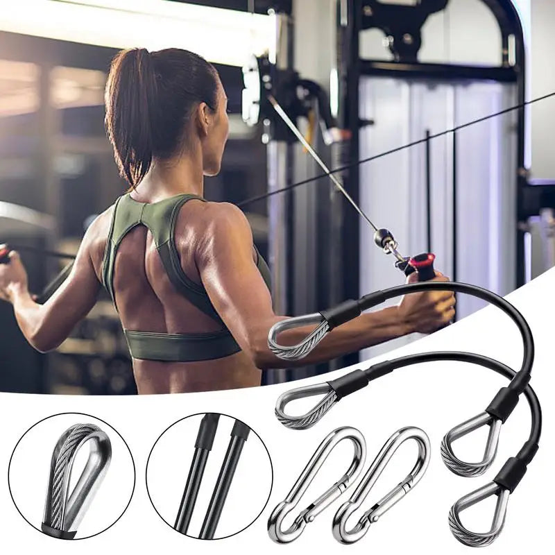2pcs/set Fitness Pulley Cable Extension  With Carabiner Gym Extension Rope Pulley System Workout Pull Down Cable Attachments