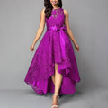 2026 Women's Wedding Bridesmaid Dress Elegant Lace Evening Sweet Party Dress Plus Size Slim High Waist Bow Maxi Dresses Female