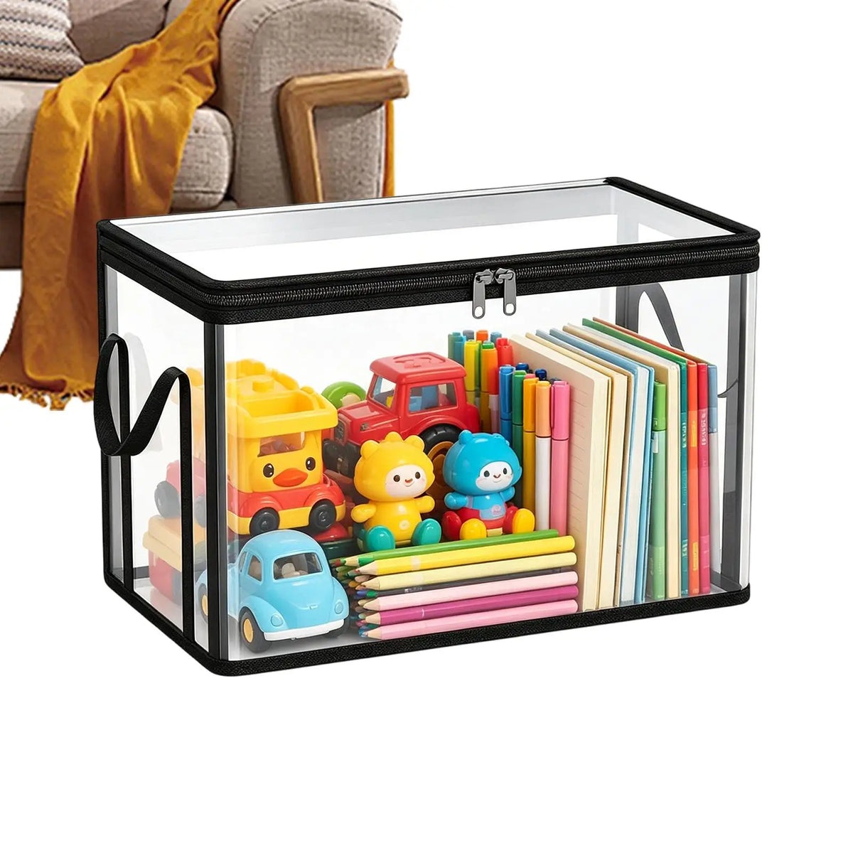 Book Storage Box Clear Stackable Large Capacity Book Storage Containers Organization Bins for Toy Snack Bedding Clothes Home