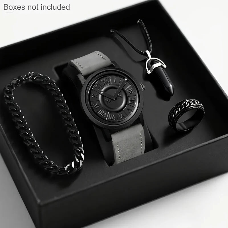 4pc/Set Men's Fashion Watches and Accessories, Business Fashion Watches, Perfect for Daily Commuting, Perfect Gift for Friends