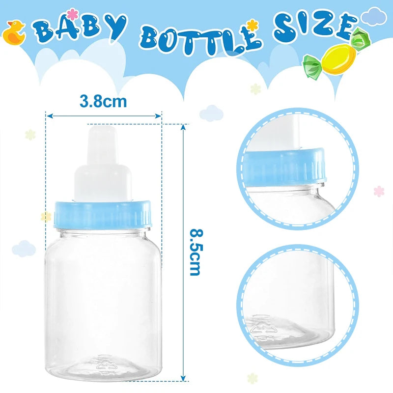 12Pcs Baby Shower Bottle Blue Pink Candy Gift Packaging Boxes Baby Shower Favors for Guests Kids Birthday Gender Reveal Supplies