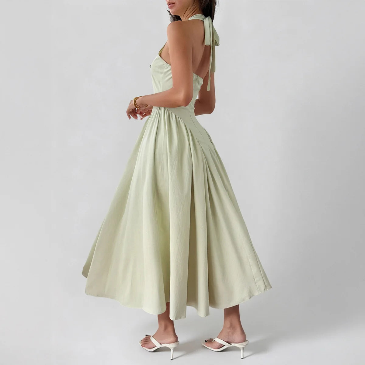 2025 Autumn Winter Evening Dress Halter Elegant Long Dress Women's Clothing