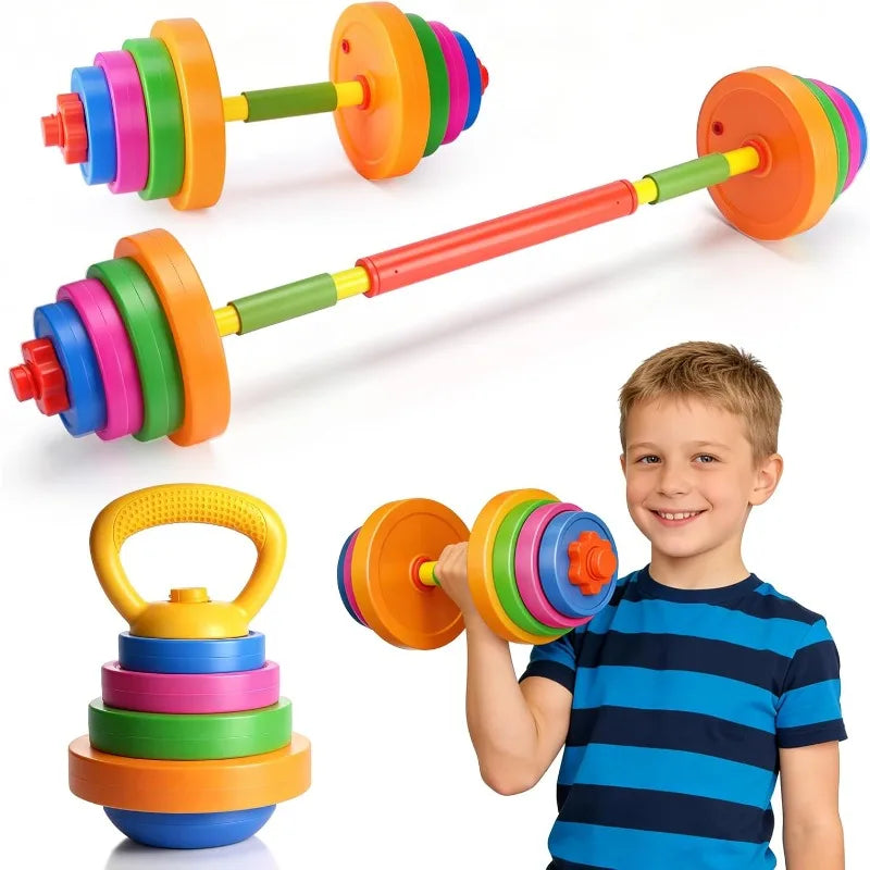 Kids Workout Equipment Adjustable Weight Toy Equipment for Children Pretend Play Exercise, Toddler Beginner Gym Fitness for Gift