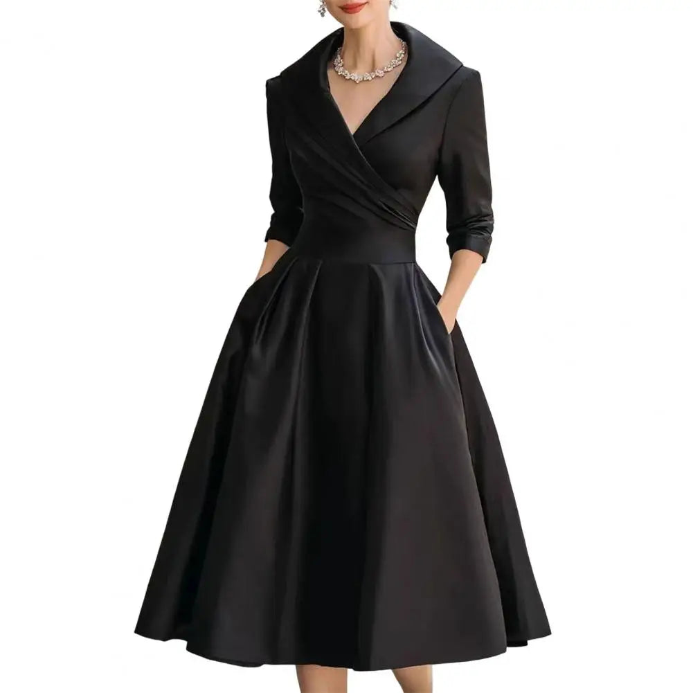 Elegant Women Blazer Dresses Business Office Midi Blazer Dress Women's Lapel V Neck Work Dress A Line Swing Dress Formal