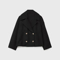 Women Wool Coats Elegant Short Coat Double Breasted Long Sleeve Jackets Blends Solid Casual Pockets Jacket Office Lady Autumn