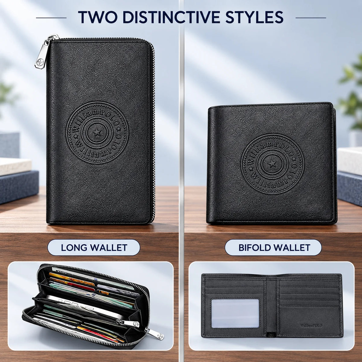 Men’s Leather Clutch Wallet Fashionable Personalized Multi Card Holder Multifunctional Handbag Zipper Purse