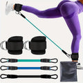 Resistance Band Set with Ankle Straps, Elastic Workout Fitness Bands for Home Gym Yoga Training, Suitable for Men & Women