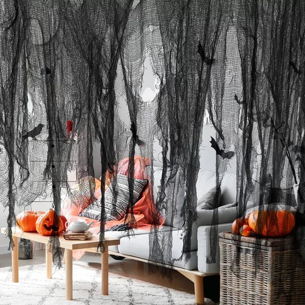 Halloween Gauze Decoration Haunted House Atmosphere Decor Accessories Scary Gauze Home Garden DIY Decoration Suplies Propshallow