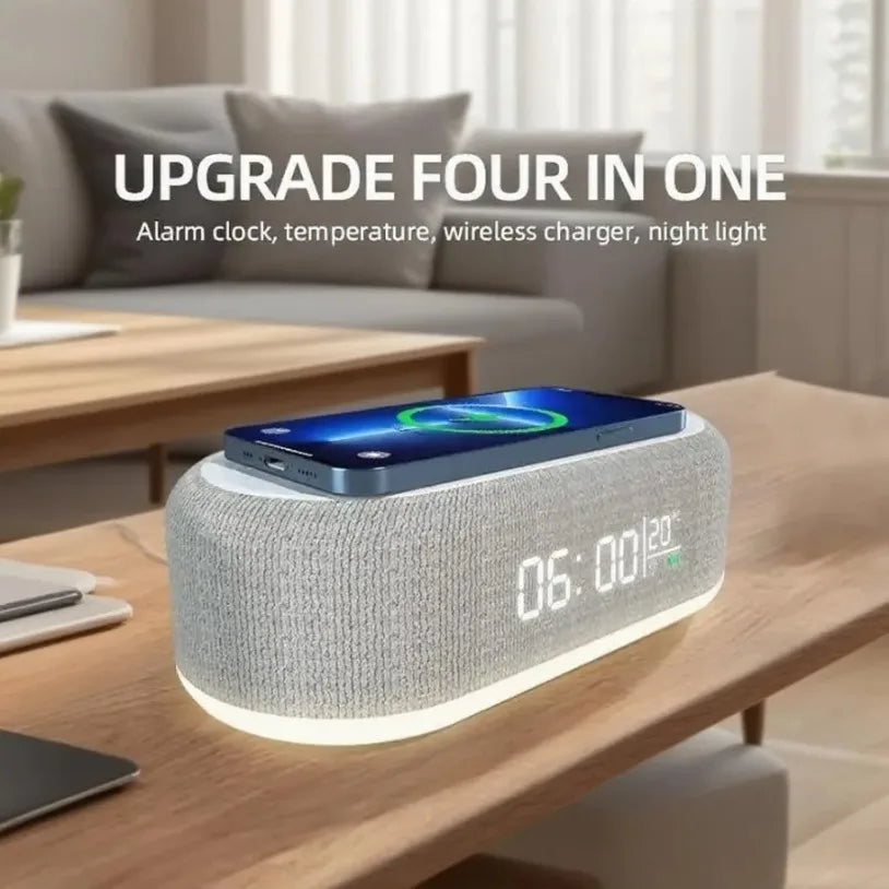 VIKEFON Alarm Clock Wireless Chargers Pad Phone Bedroom Lamp Night Light Desk Thermometer For iPhone 17-12 Fast Charging Dock