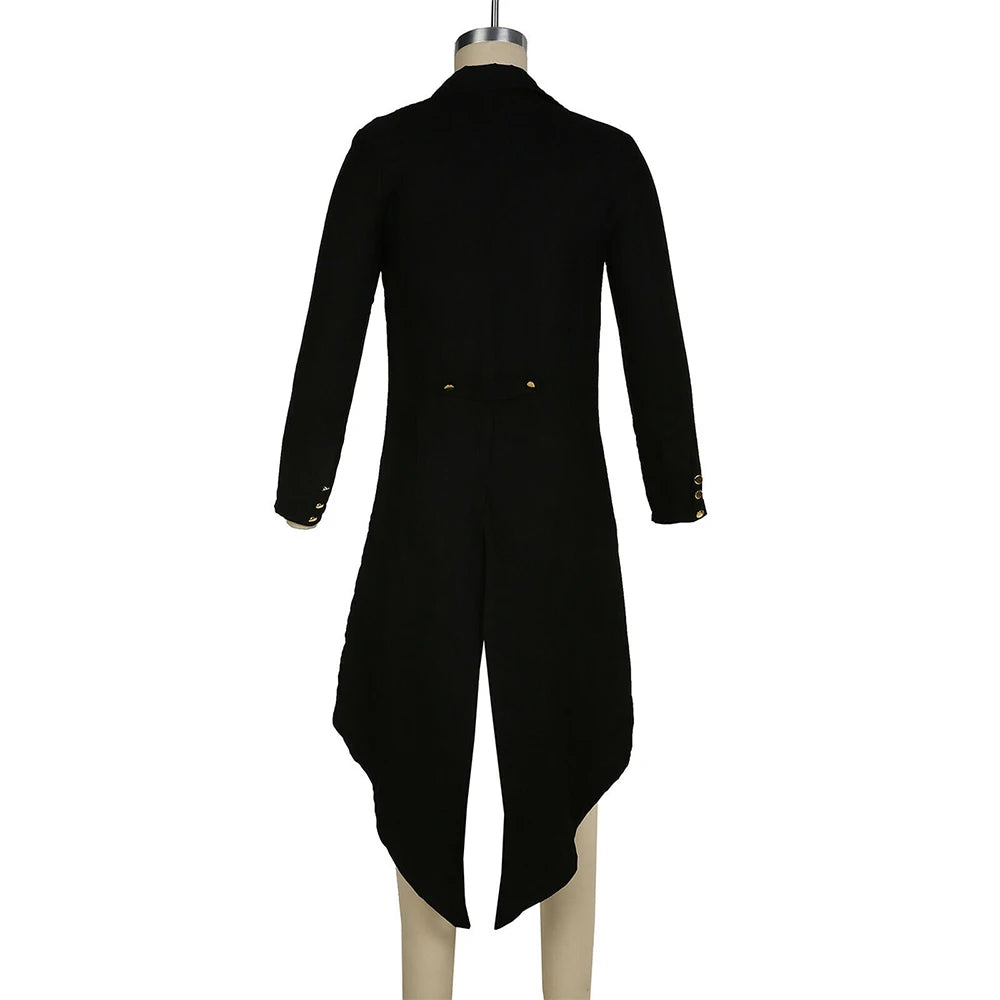 Mens Jacket Men Tailcoat Victorian Black Costume Long Jacket Mens Party Punk Soft Steampunk Clothes Comfortable Retro