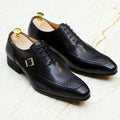 Men's Dress Shoes Size 39-46 Genuine Leather Pointed Toe Lace-Up Oxford Brogue Buckle Business Wedding Company Shoes