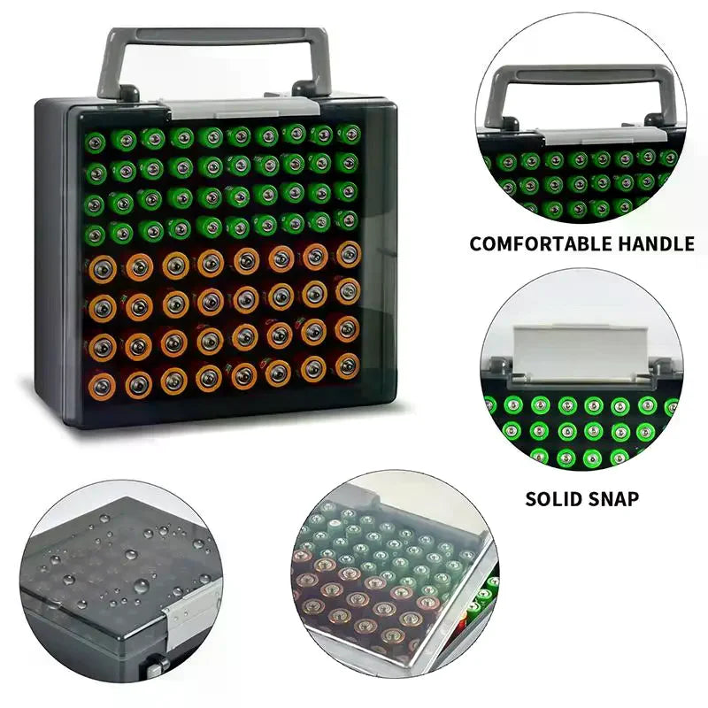 Battery Storage Organizer Holds 72 AA AAA Batteries Battery Box Case Garage Container Home Drawer Organization Dispenser Holder