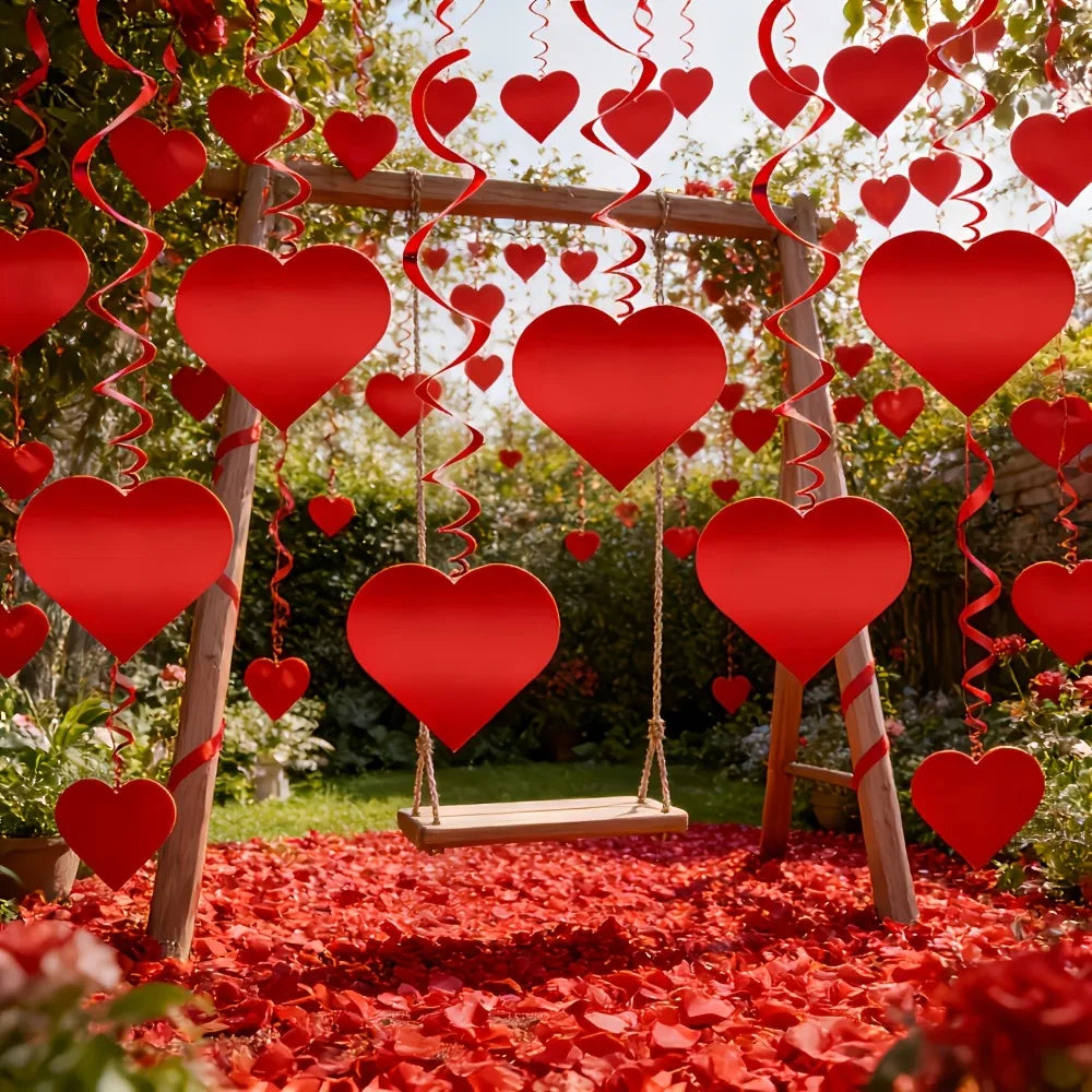 Romantic Valentine's Day Love Pulling DIY Decorations Love Flower Hanging Curtain Wedding Party Supplies