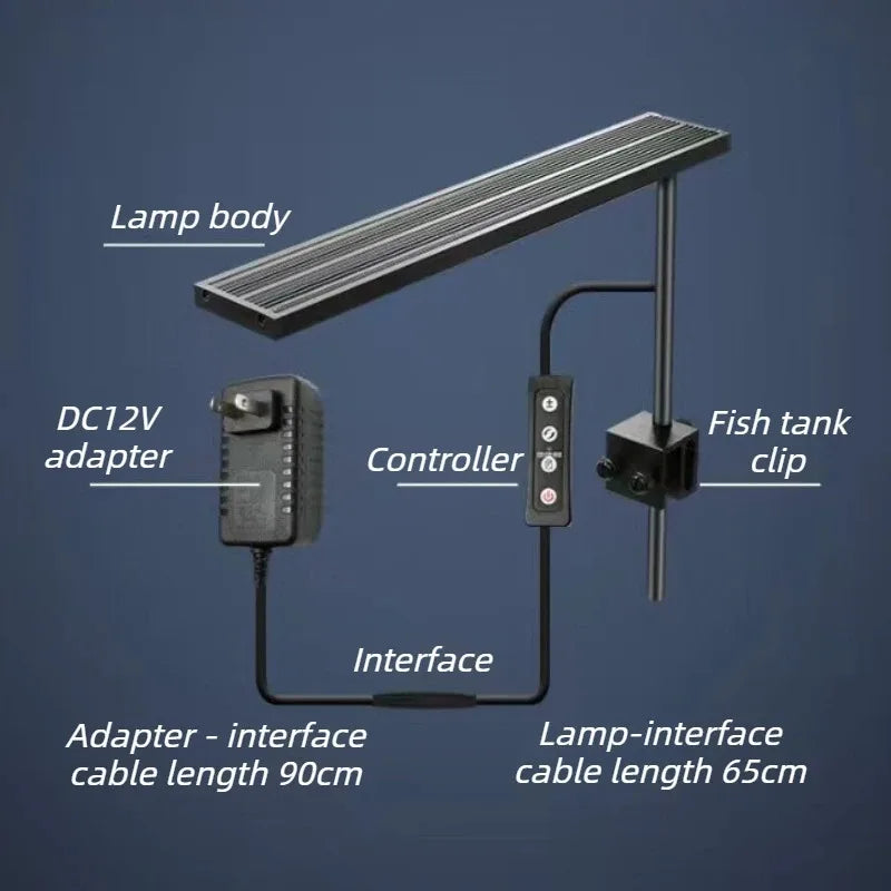 LED Aquarium Lamp Full Spectrum Aluminum Alloy Rotatable Fish Tank Light Aquatic Plants Clip-on Aquatic Lamps Fishbowl Lighting