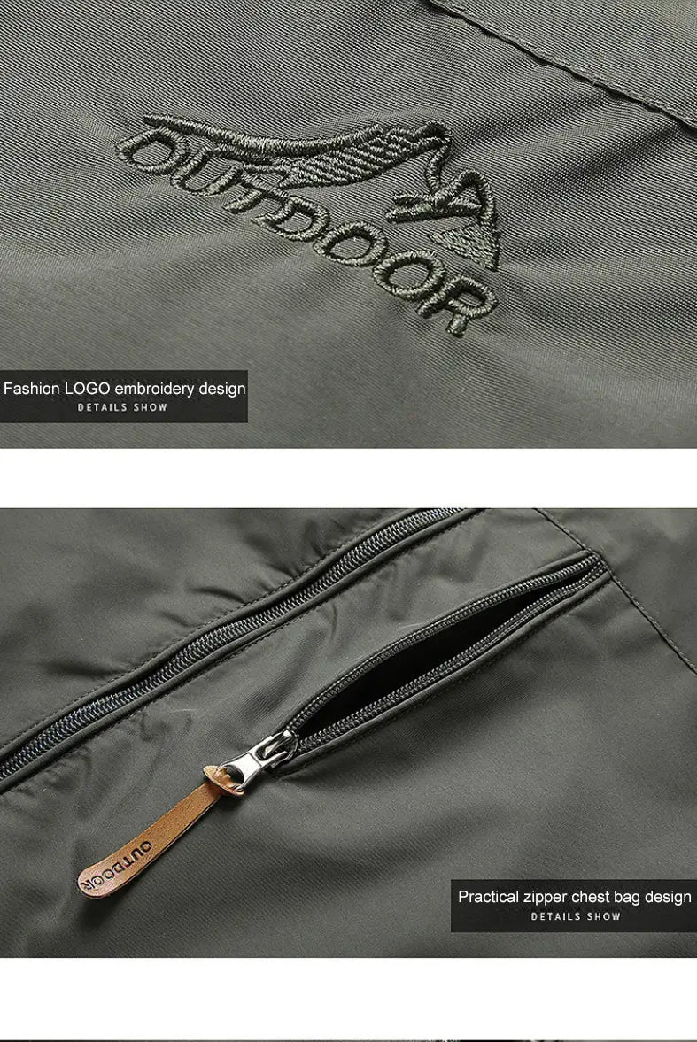 chaqueta cortavientos impermeable gris oscuro para hombre Naturehike con logotipo cosido y bolsillo frontal práctico con cremallera en el pecho, diseñada para uso en exteriores