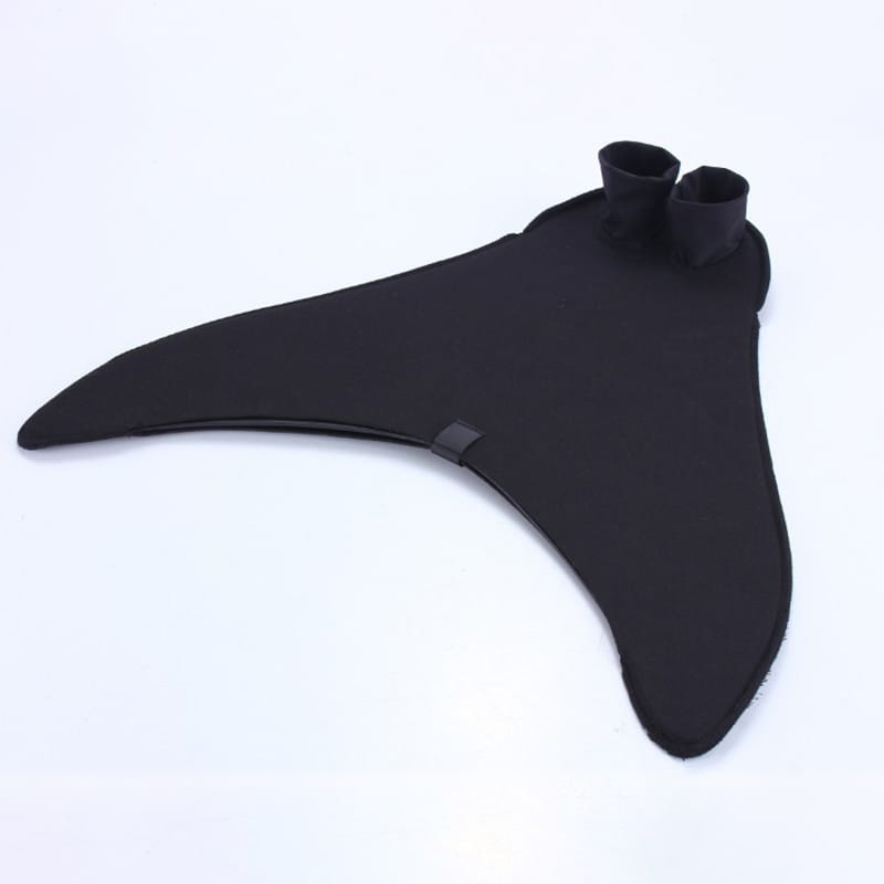Schwarzer Neopren-Erwachsenen-Meerjungfrauen-Schwimmflossen Trainingsflipper mit zwei Fußtaschen und einem gebogenen, stromlinienförmigen Design.