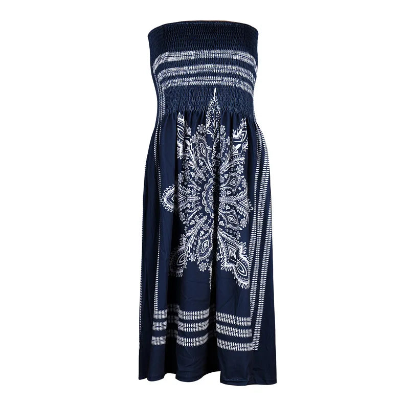 Women Dresses 2025 Spring/Summer New European Fashion Printed Sexy Strapless Dress Women's Clothing Vestidoes