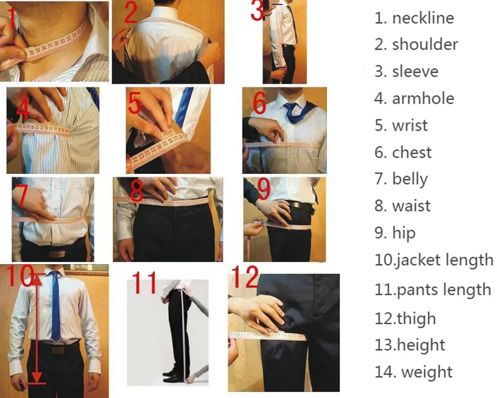White measuring tape with black markings used for taking body measurements alongside a beige linen men suit beach wedding tuxedo blazer and pants.
