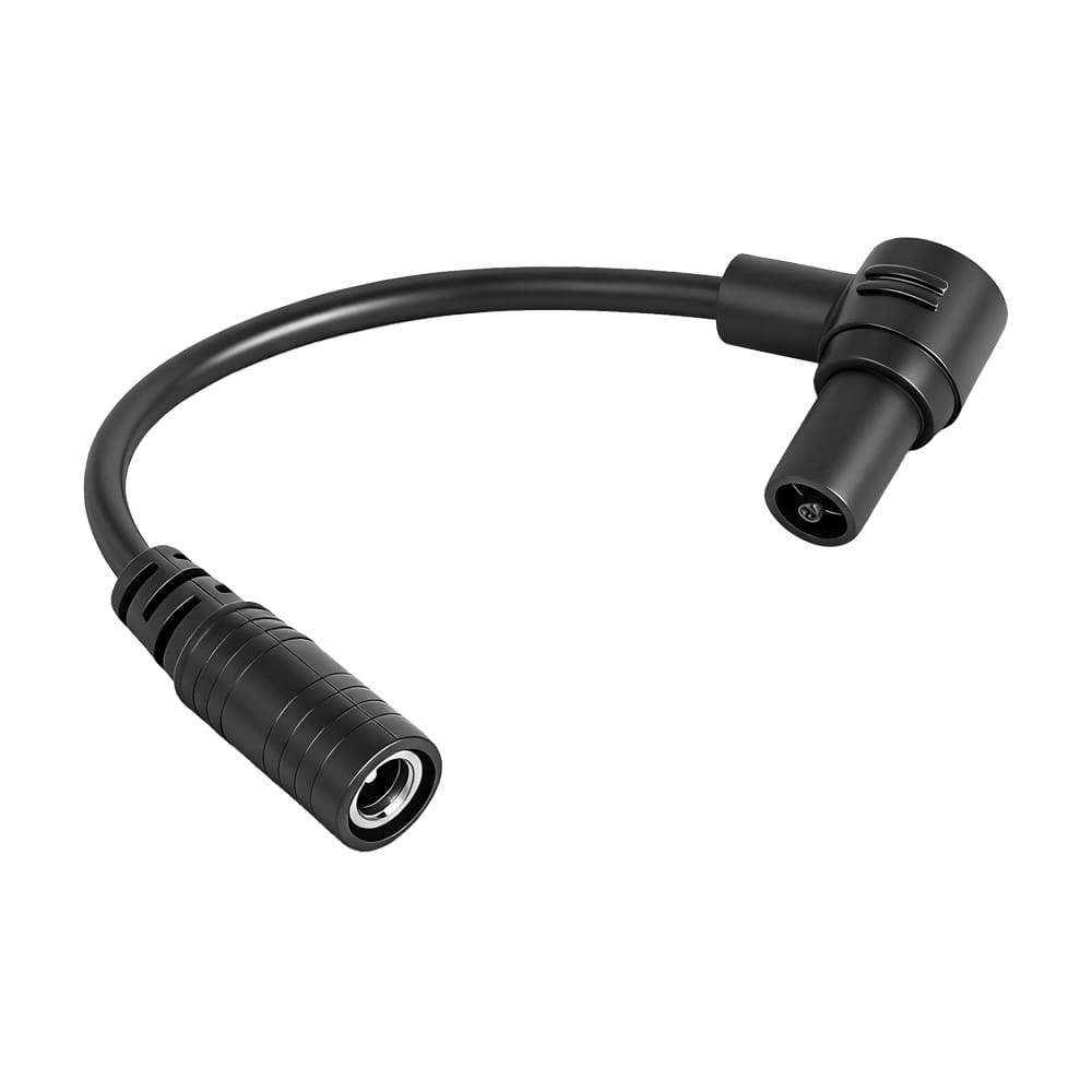 Adaptador del puerto de carga Xiaomi 4 Ultra en color negro, de plástico, con conector de audio hembra de 3,5 mm y conector macho en ángulo recto, con textura acanalada para un mejor agarre.