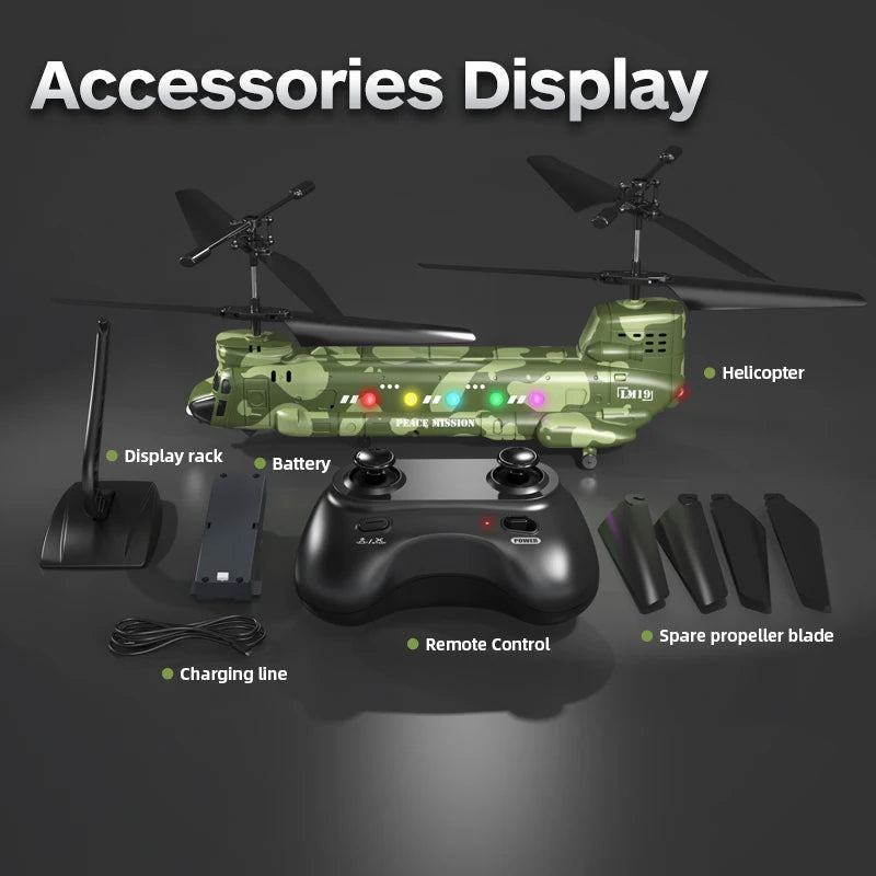 2025 LM19-D Chinook Helicopter 2.4g Remote Control Aircraft Hd Aerial Photography Of Children'S Military Toy Model Xmas Gift Toy