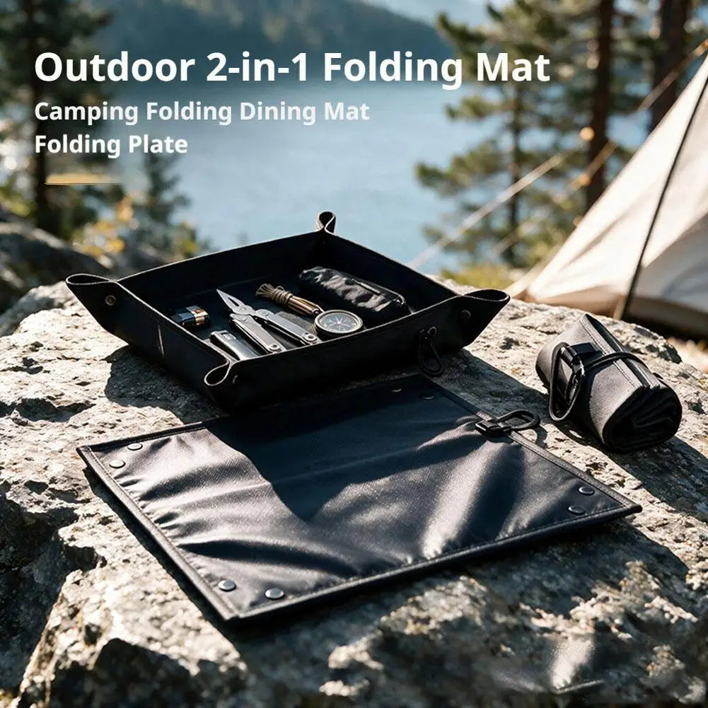 Camping Lightweight Folding Storage Mat,Mini Hiking Seat Mat, Waterproof Camping Gear Tray With Carabiner For Hiking Backpacking