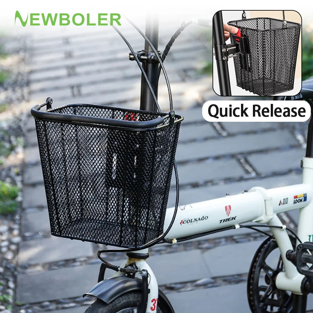 NEWBOLER Bike Basket Front Portable Bicycle Storage Baskets Easy to Install Detachable Handlebar Basket for Bicycle Accessories