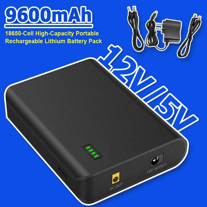 12V Portable Power Bank, 5V, 18650 Cell, Small Size, Large Capacity, Portable, Rechargeable Lithium Battery Pack