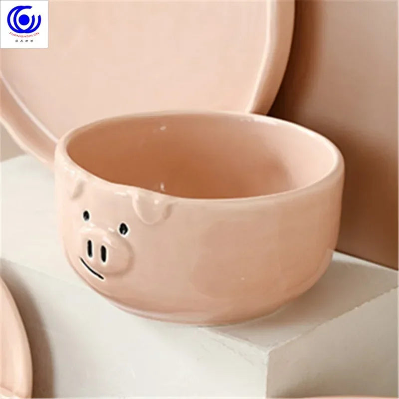 Cute Dish Set Ceramic Japanese Cartoon Tableware Household Creative Personality