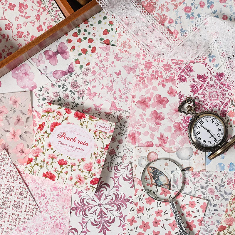 100pcs Vintage Paper Multi Style Deco Retro Stationery Supplies Writing Paper Junk Journal Label Scrapbooking Material Supplies