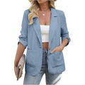 Stylish Blazers for Women Notch Lapel Long Sleeves and Convenient Pockets Durable Polyester Fabric Jackets 6XDA
