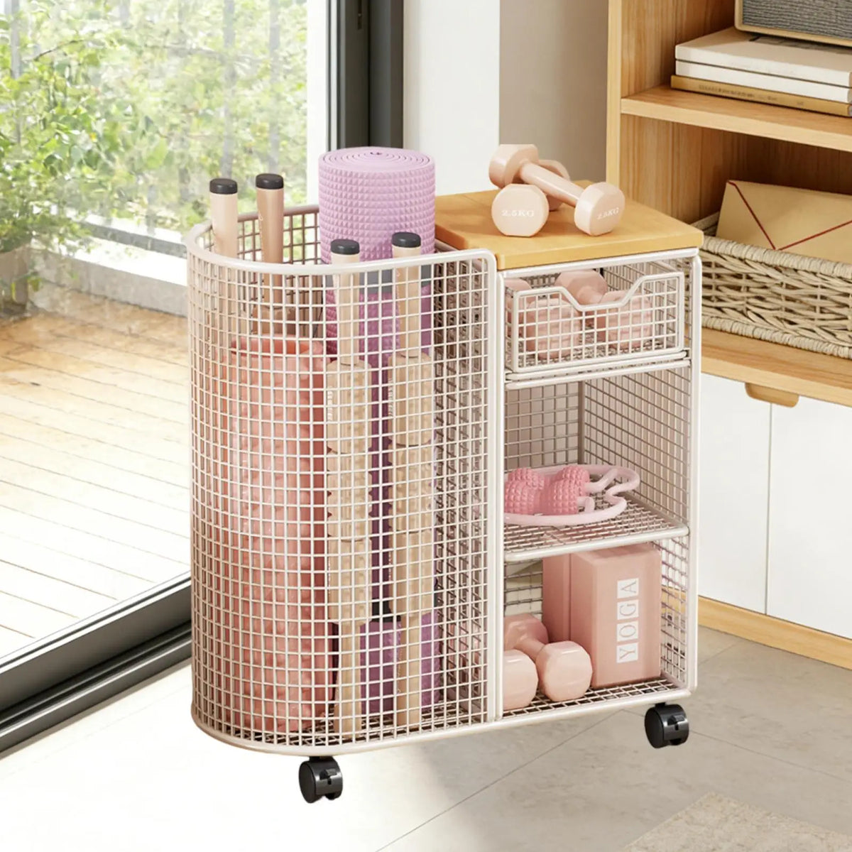 Sports Equipment Organizer Rack Space Saving Storage Rack for Yoga Blocks Home Gym Use