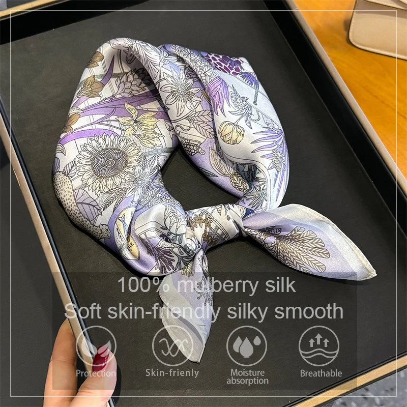 100% Silk Scarf Square Scarves for Women Wrap Kerchief  Mulberry Silk Bandana Fashion Luxury High Quality Headband Hijab