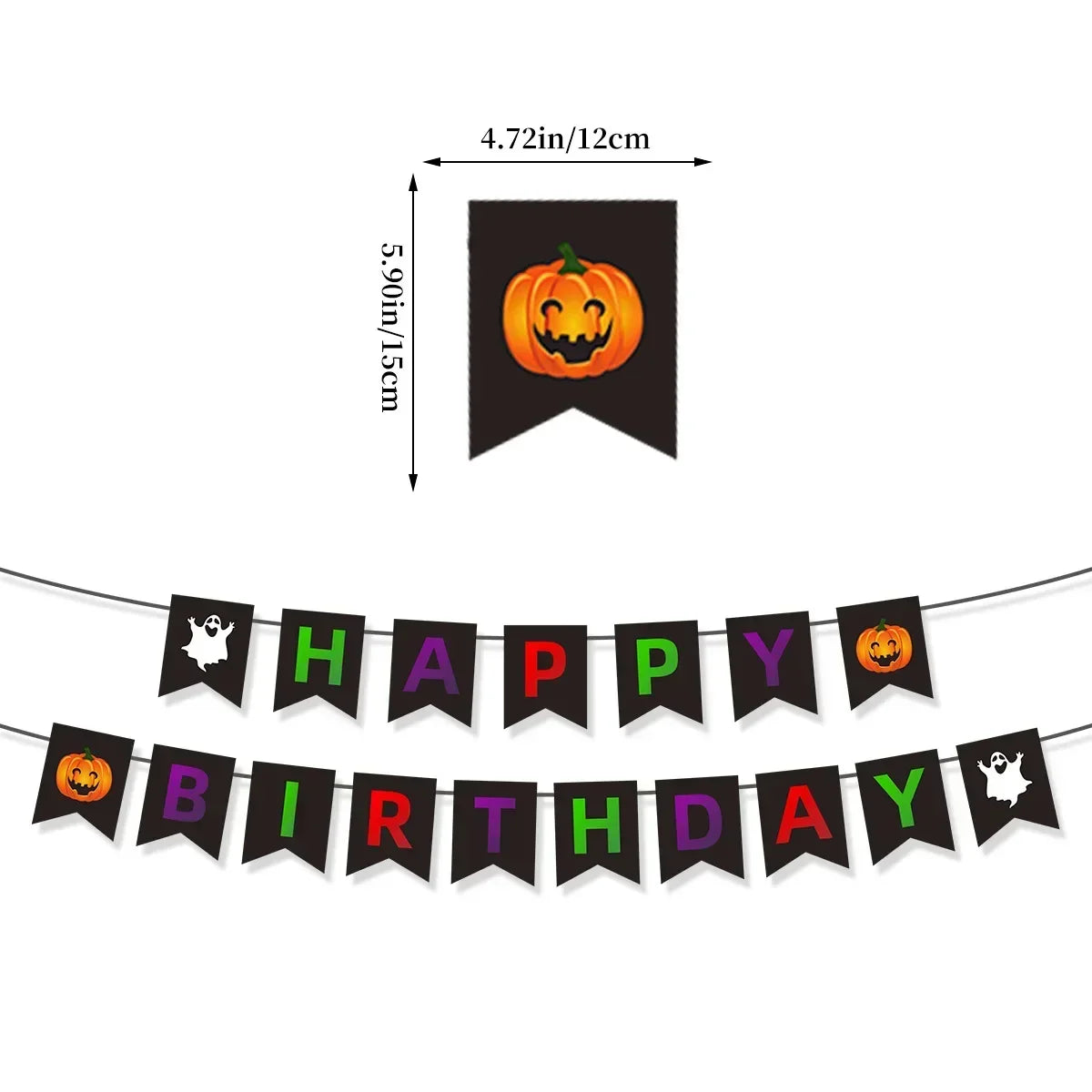 Halloween Flag Hanging Ornaments-decorated with Ghost Bat Skeletons and Scary Pumpkins, Festive Decorations WORLDKPI